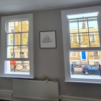Installation of Box & sash windows from our Joinery.