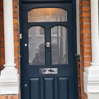 bespoke wooden front door London installation